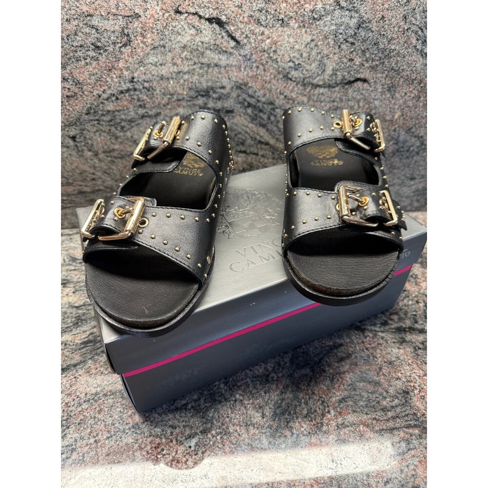 Vince Camuto Black Studded Slide Sandals, size 10M
